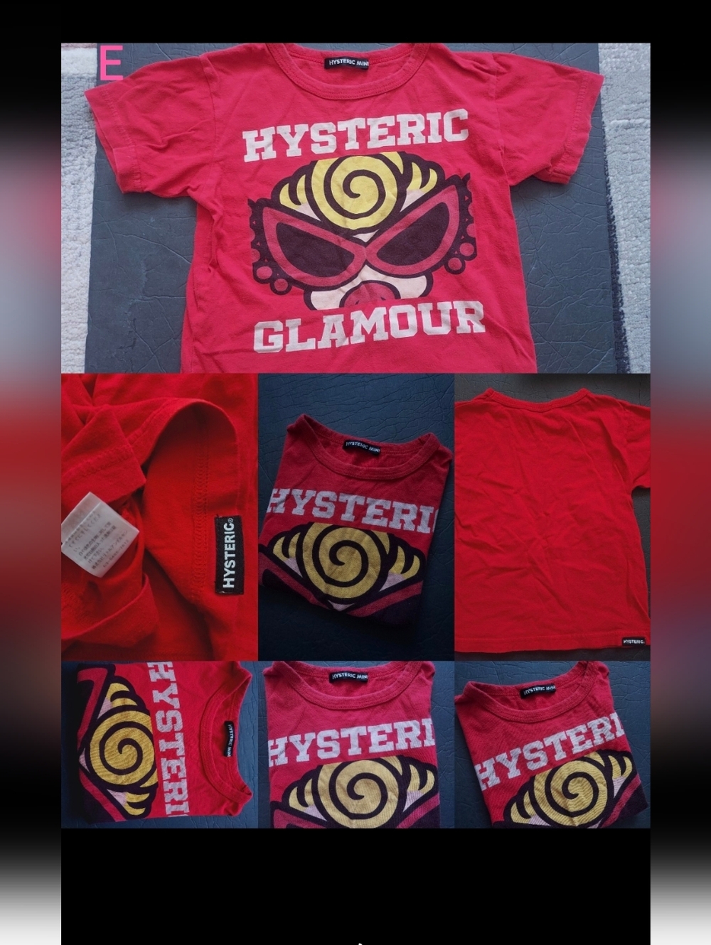 Hysteric Glamour Kids Red Graphic Tee with Yellow and Black Print